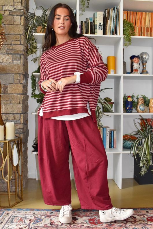 Sunday Morning Chill Sweatshirt Burgundy & Pink